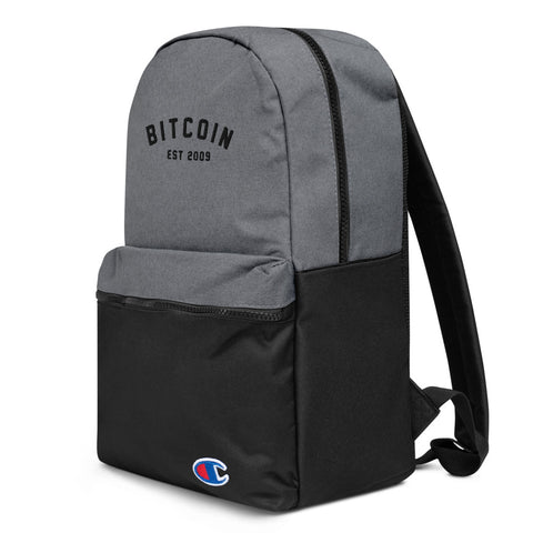 Bitcoin Embroidered Champion Backpack