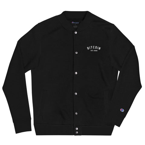 Bitcoin Embroidered Champion Bomber Jacket